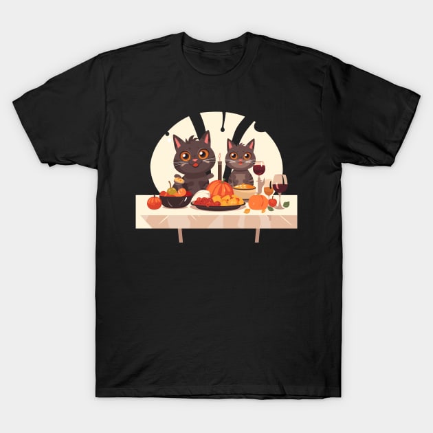 Cats celebrating thanksgiving T-Shirt by Graceful Designs